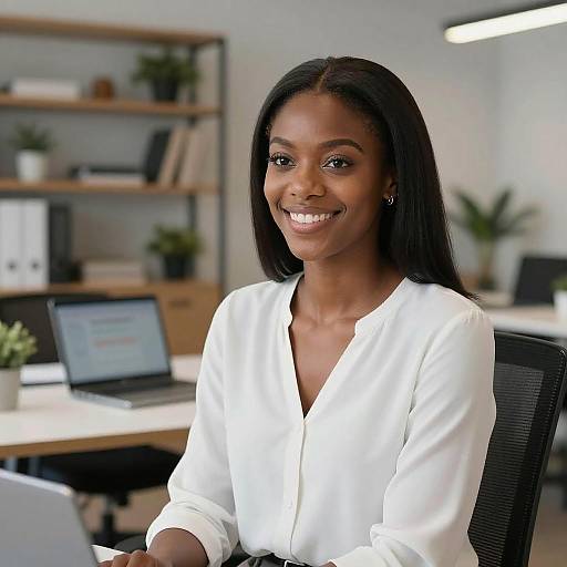 Bright Office Portrait of a Smiling Woman