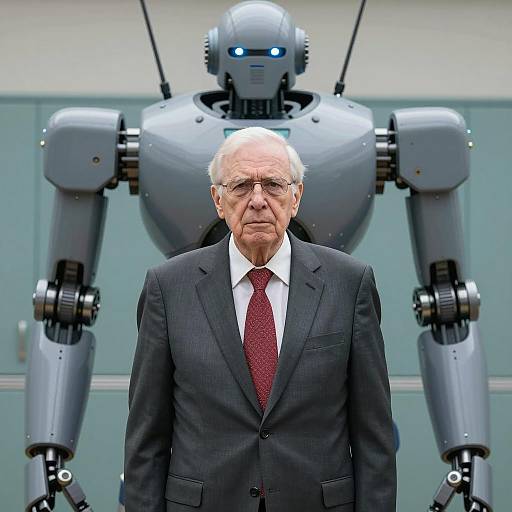 Futuristic Encounter: Man and Robot