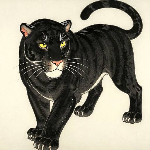 Utagawa Kuniyoshi Black Panther Jaguar Portrait