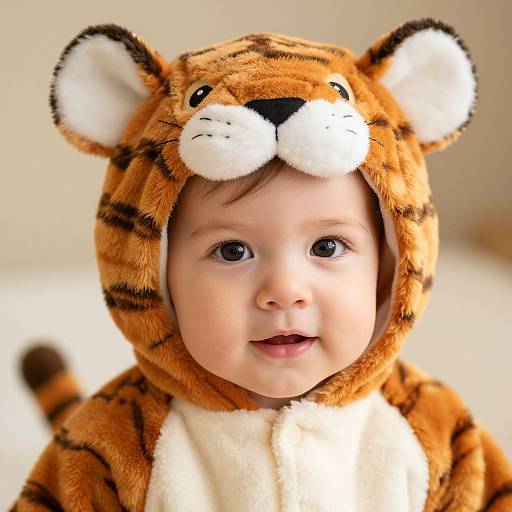 Close-Up of Toddler in Tiger Costume