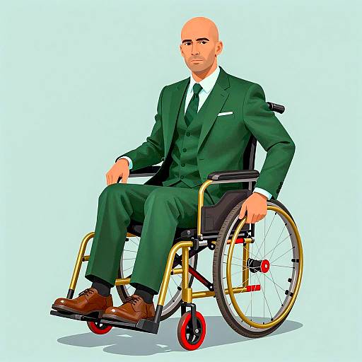 Bald Man in Stylish Green Suit