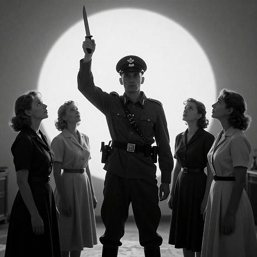 Dramatic WWII Scene in Black and White