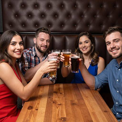 Cheers Among Friends in Cozy Booth