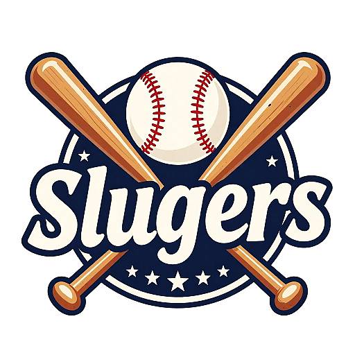 Digital logo featuring a white baseball with red stitching, crossed orange wooden bats, and 