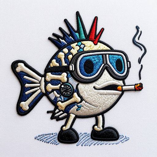 3D Cartoon Skeleton Punk Fish