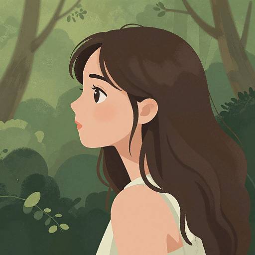 Serene Woman in Lush Forest