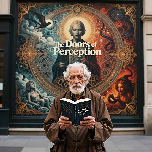 Wise Elder in Mystical Street Scene