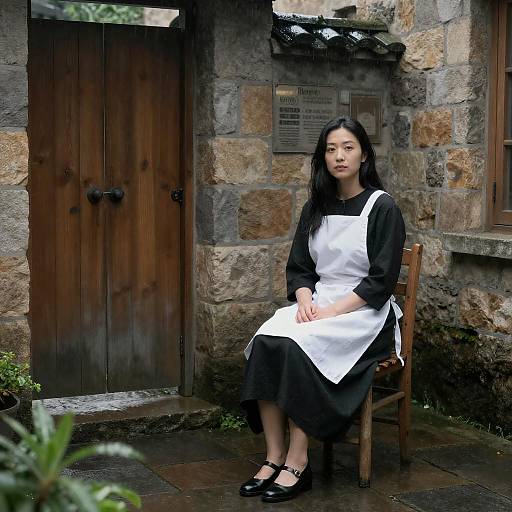 Rainy Day in Stone Courtyard