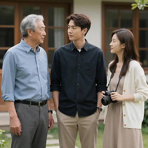 Outdoor Family Portrait with Greenery