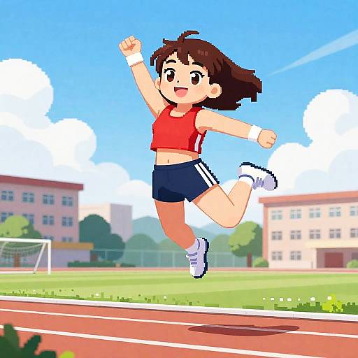 Pixel Art Track Athlete Jumping Joy