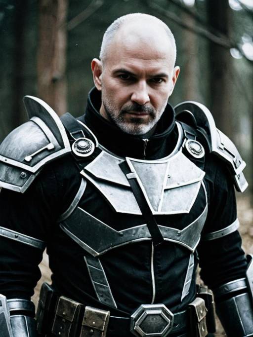 Man in Medieval Armor Costume