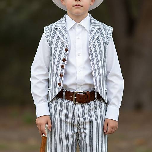 American Male Costume with Striped Attire