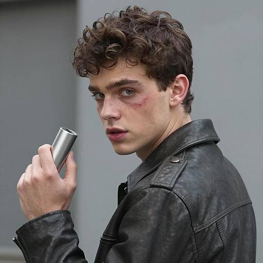 Intense Gaze of a Young Man