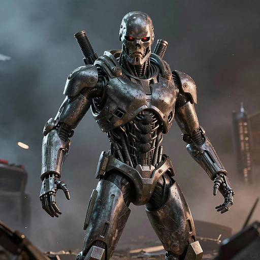 Dramatic Cyberart: Action-Packed Terminator