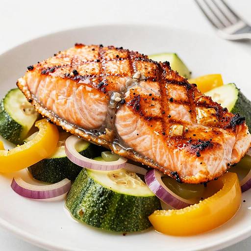 Vibrant Grilled Salmon with Vegetables
