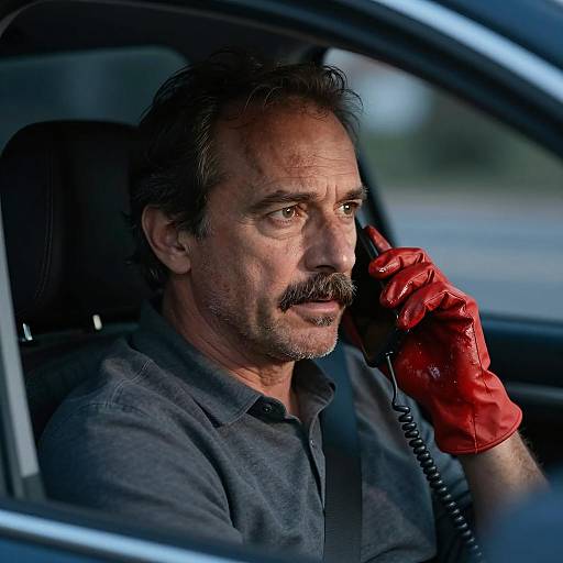 Intense Man in Car at Night