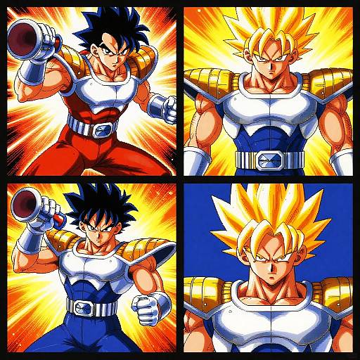 Vibrant Pixelated Anime Warrior Collage