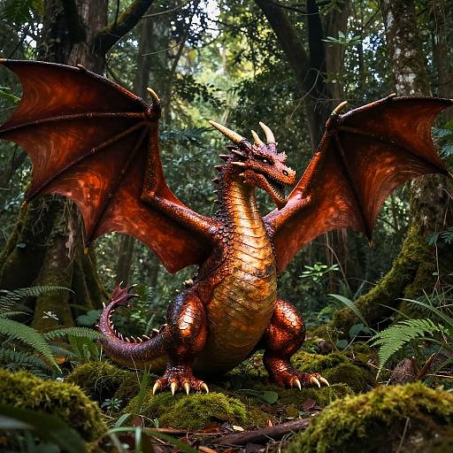 Colossal Burnt Orange Dragon in Forest