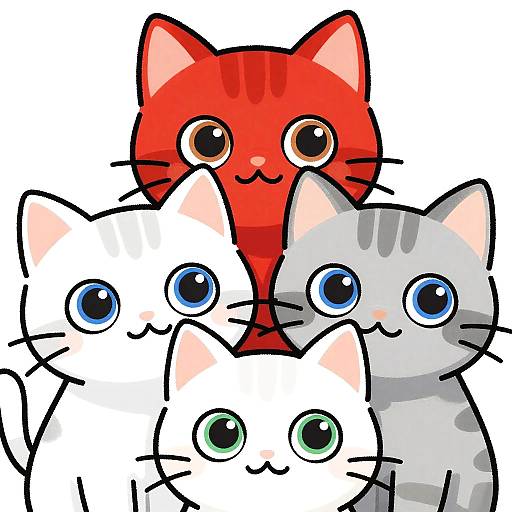 Playful Cartoon Kittens Trio