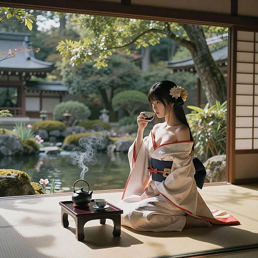 Japanese Tea Ceremony in Traditional Kimono