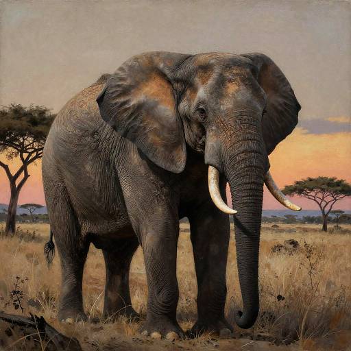 Wise Elephant Charcoal Painting