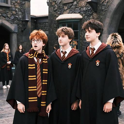 Adventurous Hogwarts Students in Cloaks