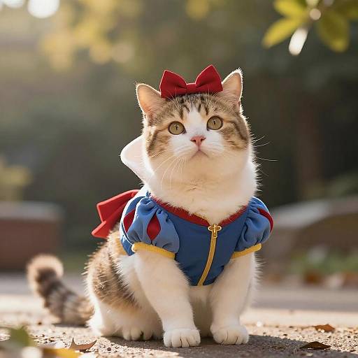 Snow White Cat Sunlit Portrait