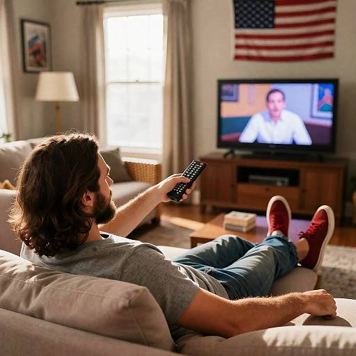 Casual Home Scene with TV and Sunlight