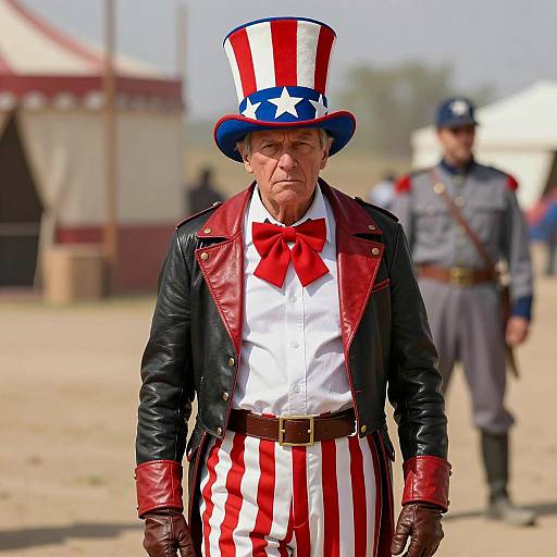 Man in Patriotic Uncle Sam Costume