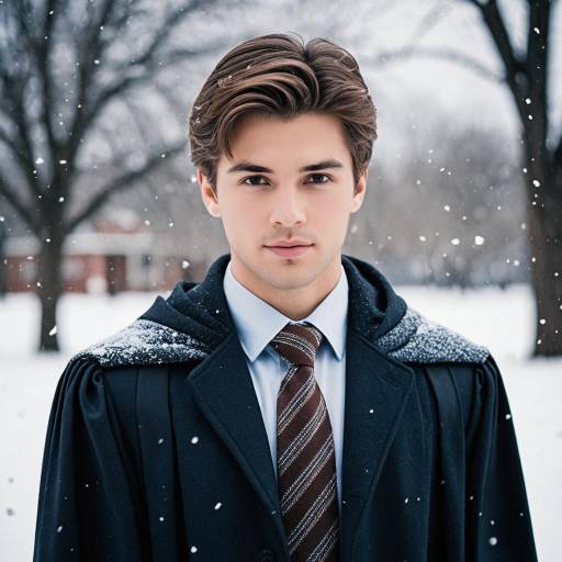 Young Man in Winter Graduation Outfit Outdoors