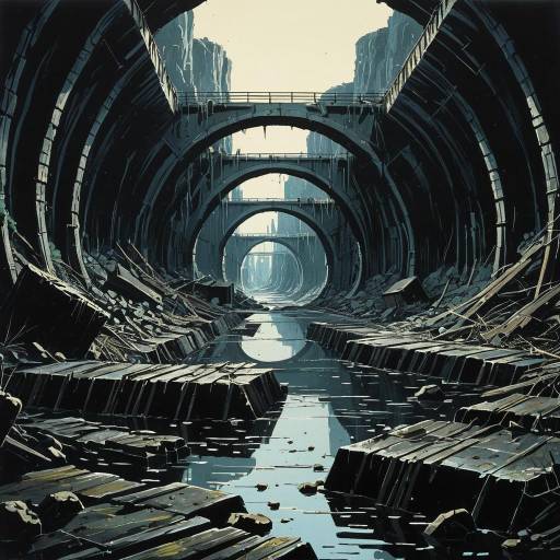 Flooded Collapsed Metro Tunnel Post-Apocalyptic Landscape