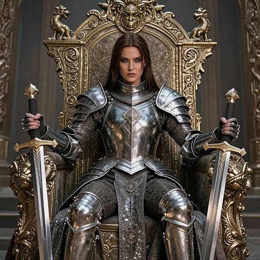 Regal Warrior Woman on Throne