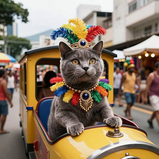 Carnival Cat Riding Rio Train