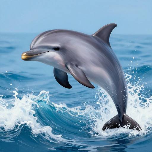 Ultra-Realistic Dolphin on Foamy Wave