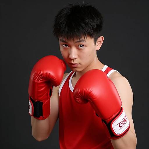 Boy in Red Boxing Outfit