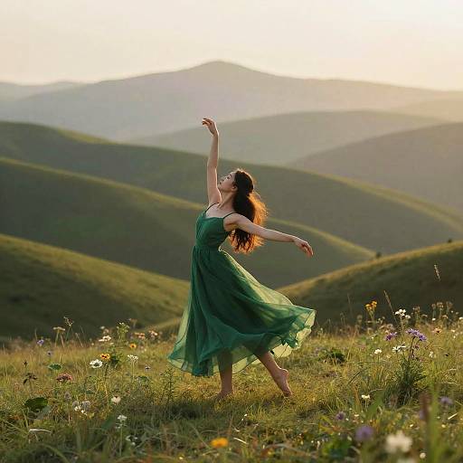 Elegant Woman Dancing at Dawn
