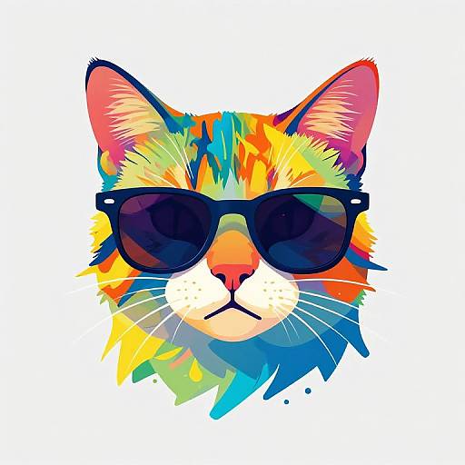 Vibrant Vector Cat with Sunglasses