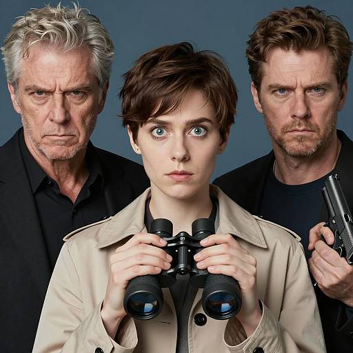 Intense Expressions Portrait Against Blue