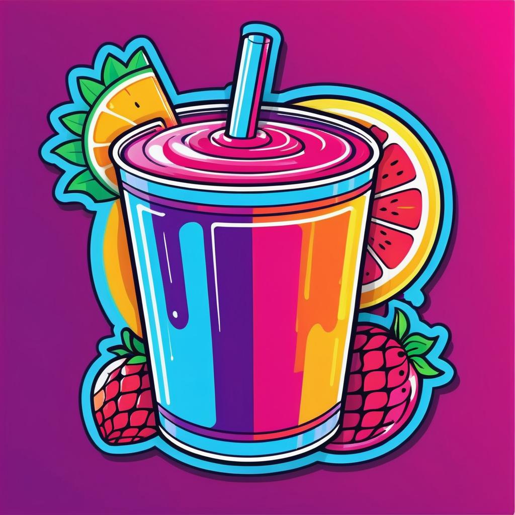 Vibrant Pop Art Fruit Smoothie Sticker