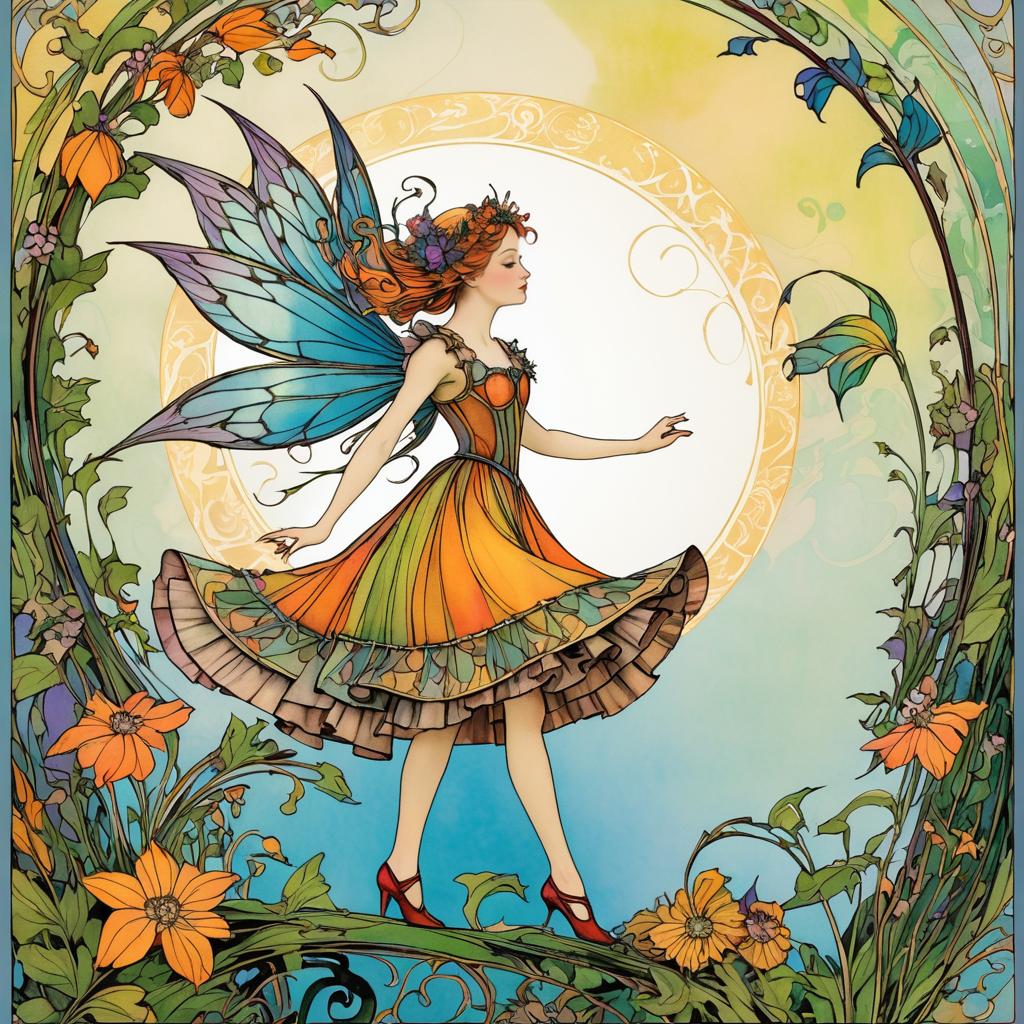 Whimsical Fairy Illustration in Vintage Style