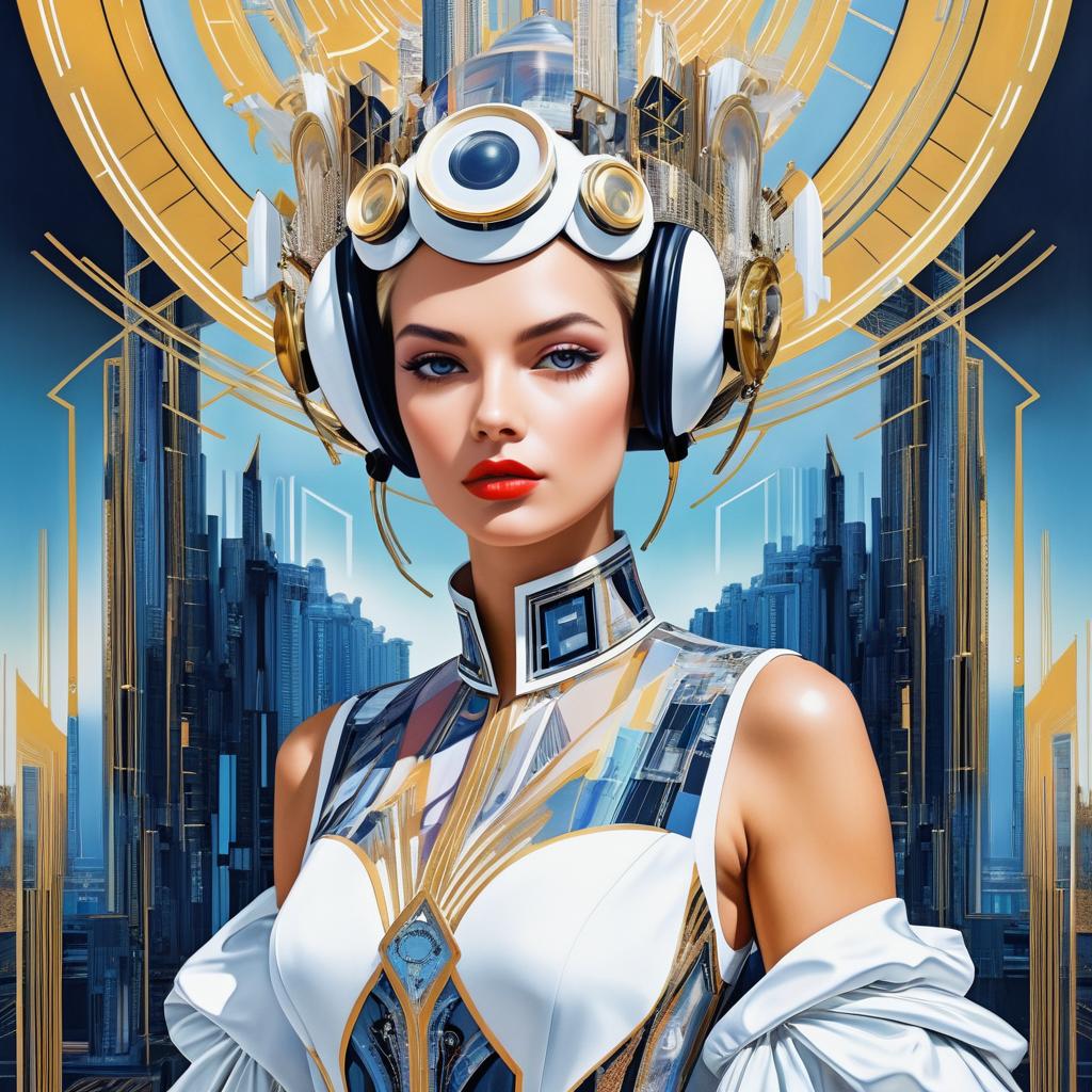 Futuristic Techno Queen in Vintage Style