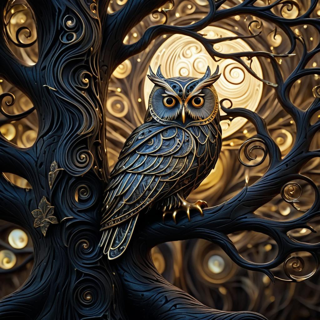 Mysterious Owl in Dark Fantasy Setting