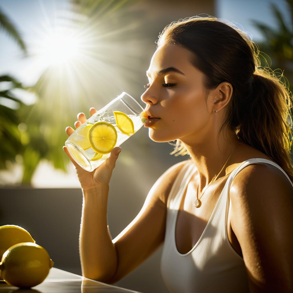 Artistic Photography of Woman with Lemon Water