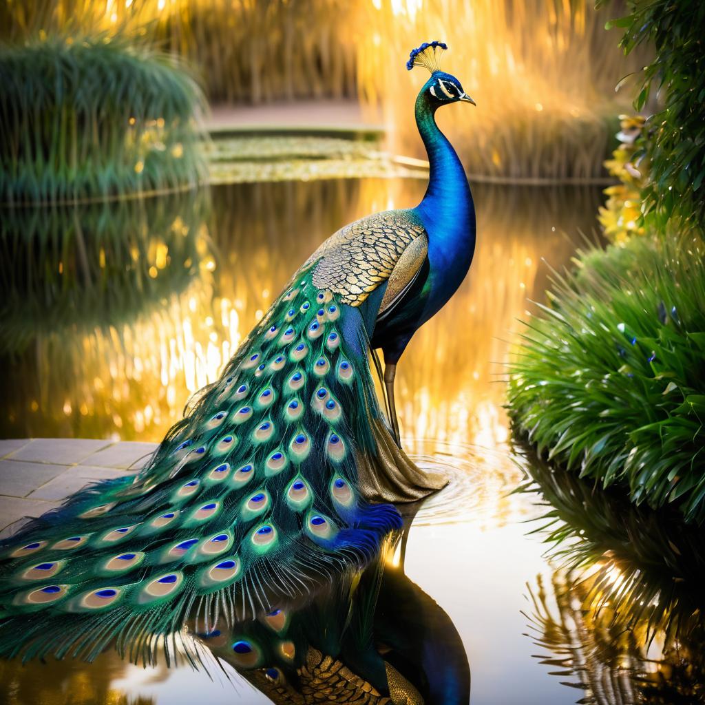 Elegant Peacock in Soft Golden Light