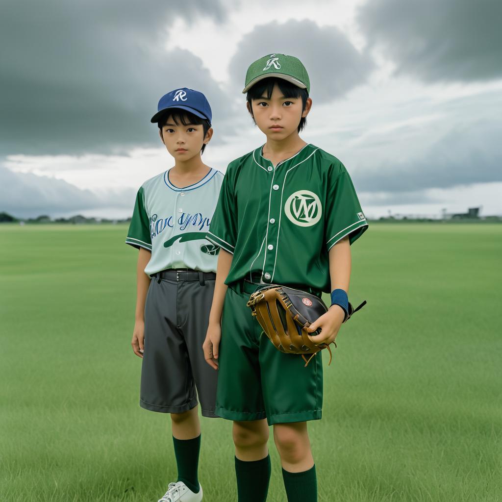 Determined Teenage Boy on a Grassy Field