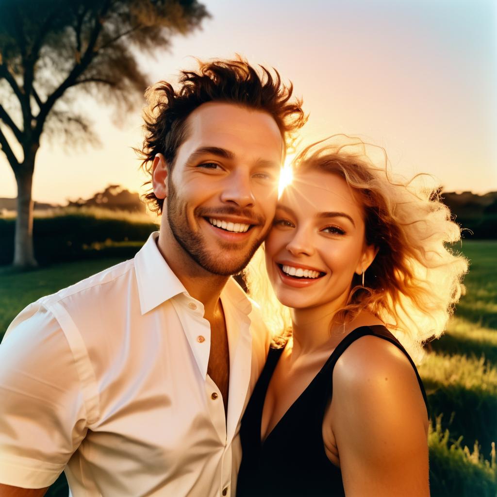 Joyful Sunset Portrait of a Couple