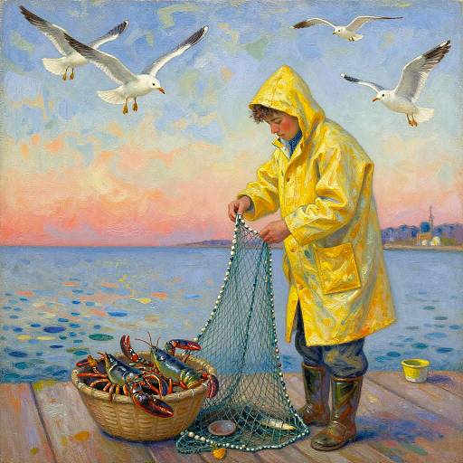 Post-Impressionist Fisherman at Pier