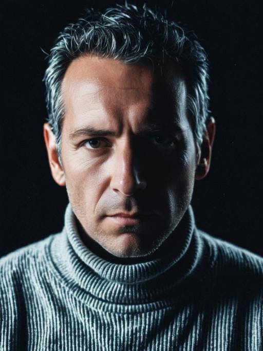 Serious Man in Thermal Turtleneck Sweater