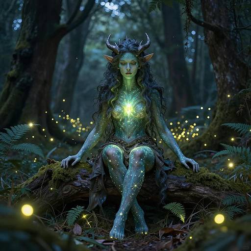 Enchanted Forest Guardian with Luminescent Skin