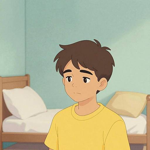 Watercolor Line Art: Teen Boy Portrait